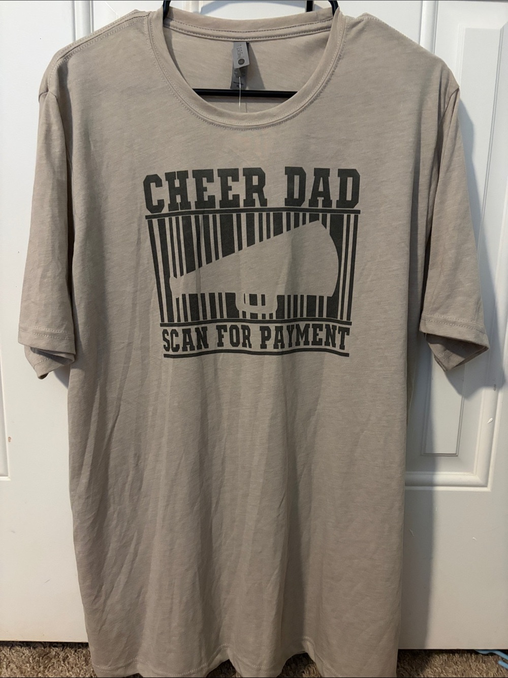 Next Level Apparel Beige 'Cheer Dad' Short Sleeve Graphic Tee